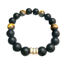 Load image into Gallery viewer, Onyx and Tiger Eye Bracelet