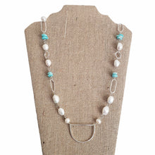 Load image into Gallery viewer, Silver half moon necklace (Pearl)