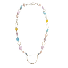 Load image into Gallery viewer, Silver half moon necklace (Pastel)