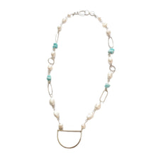 Load image into Gallery viewer, Silver half moon necklace (Pearl)