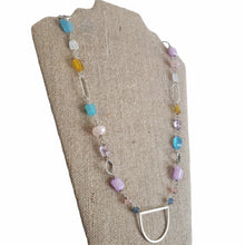 Load image into Gallery viewer, Silver half moon necklace (Pastel)