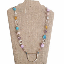 Load image into Gallery viewer, Silver half moon necklace (Pastel)