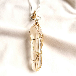 Raw Stone Jewelry, Natural Himalayan Lemurian Quartz Necklace 1