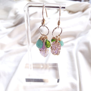 Raw stone jewelry, Lemurian Amethyst Earrings