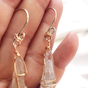 Raw stone jewelry, Raw Amethyst Earrings