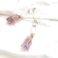 Load image into Gallery viewer, Raw stone jewelry, Lemurian Amethyst Earrings, A1