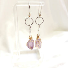 Load image into Gallery viewer, Raw stone jewelry, Lemurian Amethyst Earrings, A1