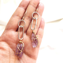 Load image into Gallery viewer, Raw stone jewelry, Lemurian Amethyst Earrings, A1