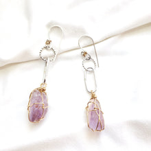 Load image into Gallery viewer, Raw stone jewelry, Lemurian Amethyst Earrings, A1