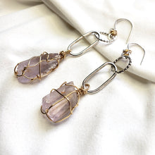 Load image into Gallery viewer, Raw stone jewelry, Lemurian Amethyst Earrings,  A2