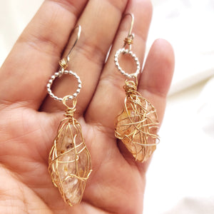 Fenster quartz with oil earrings #3