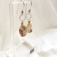 Load image into Gallery viewer, Fenster quartz with oil earrings, Great healing jewelry #4