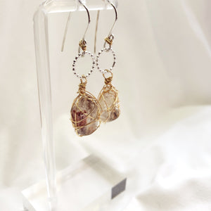 Fenster quartz with oil earrings, Great healing jewelry #4