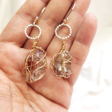 Load image into Gallery viewer, Fenster quartz with oil earrings, Great healing jewelry #4