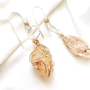 Fenster quartz with oil earrings #3