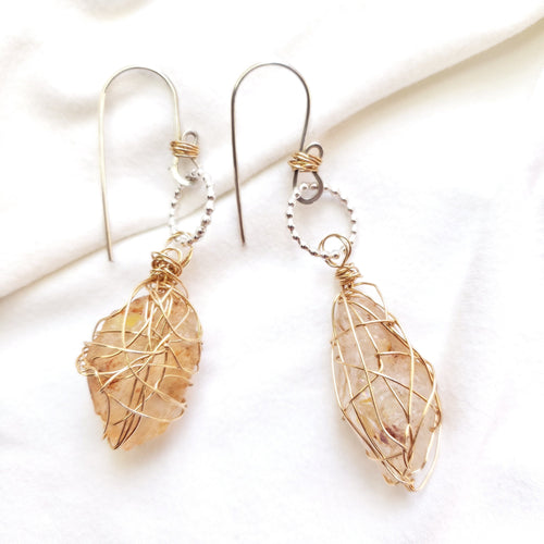 Fenster quartz with oil earrings #3