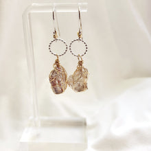 Load image into Gallery viewer, Fenster quartz with oil earrings, Great healing jewelry #4