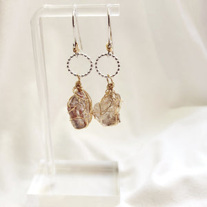 Fenster quartz with oil earrings, Great healing jewelry #4