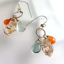 Load image into Gallery viewer, Fenster quartz with oil earrings /Carnelian, Fluorite