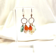 Load image into Gallery viewer, Fenster quartz with oil earrings /Carnelian, Fluorite