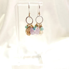 Load image into Gallery viewer, Fenster quartz with oil earrings/ Larimar, Amethyst