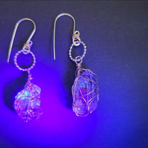 Fenster quartz with oil earrings, Great healing jewelry #4