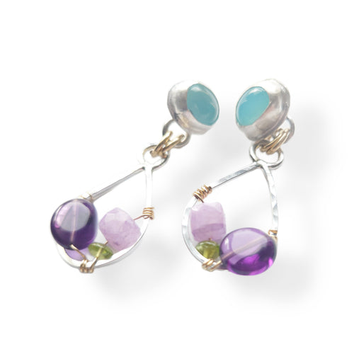 Mix gemstone drop earrings Blue