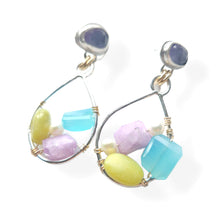 Load image into Gallery viewer, Mix gemstone drop earrings Fluorite