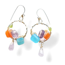 Load image into Gallery viewer, Happiness Catcher Earrings, Mix gemstone drop earrings