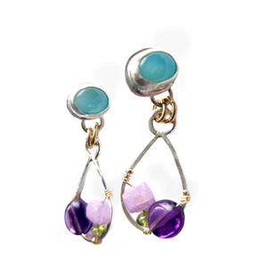 Mix gemstone drop earrings Blue