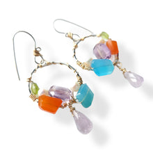 Load image into Gallery viewer, Happiness Catcher Earrings, Mix gemstone drop earrings