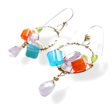 Load image into Gallery viewer, Happiness Catcher Earrings, Mix gemstone drop earrings