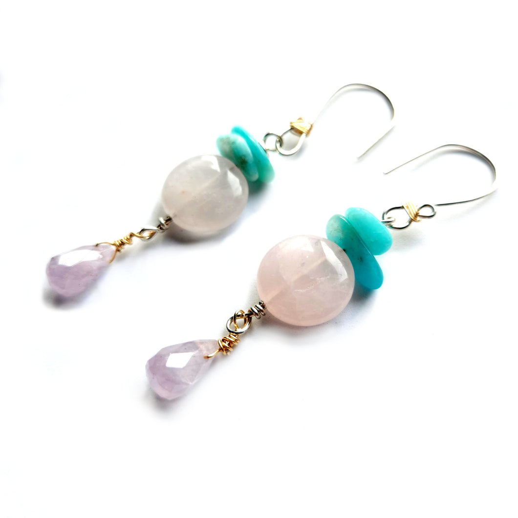 Self Love earrings, Mix gemstone drop earrings