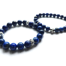 Load image into Gallery viewer, AAA Lapis Lazuli and Sterling silver skull beads bracelet  (8mm)