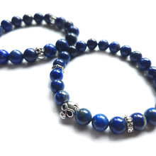 Load image into Gallery viewer, AAA Lapis Lazuli and Sterling silver skull beads bracelet  (8mm)