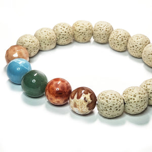 Mix gemstone bracelet, Lava Stone Bracelet, Diffuser Bracelet,  Gemstone Jewelry, #12