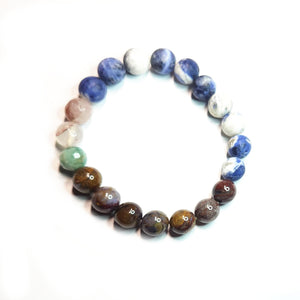 Mix gemstone bracelet, Unisex Bracelet , #J23-2