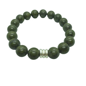 Olive Pyrite Stretchy Bracelet (12mm)