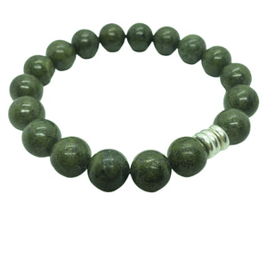 Olive Pyrite Stretchy Bracelet (12mm)