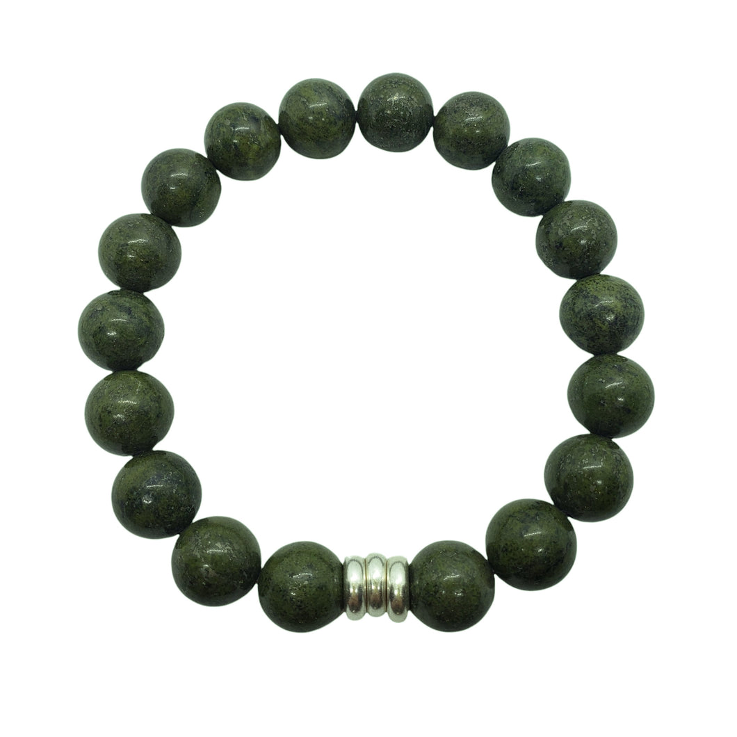 Olive Pyrite Stretchy Bracelet (12mm)